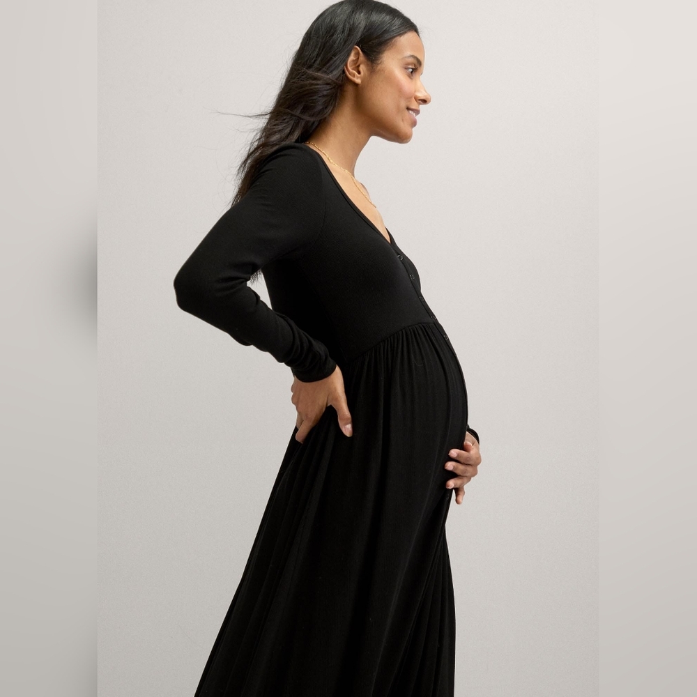 Hatch Softest Rib Nursing Dress size small black